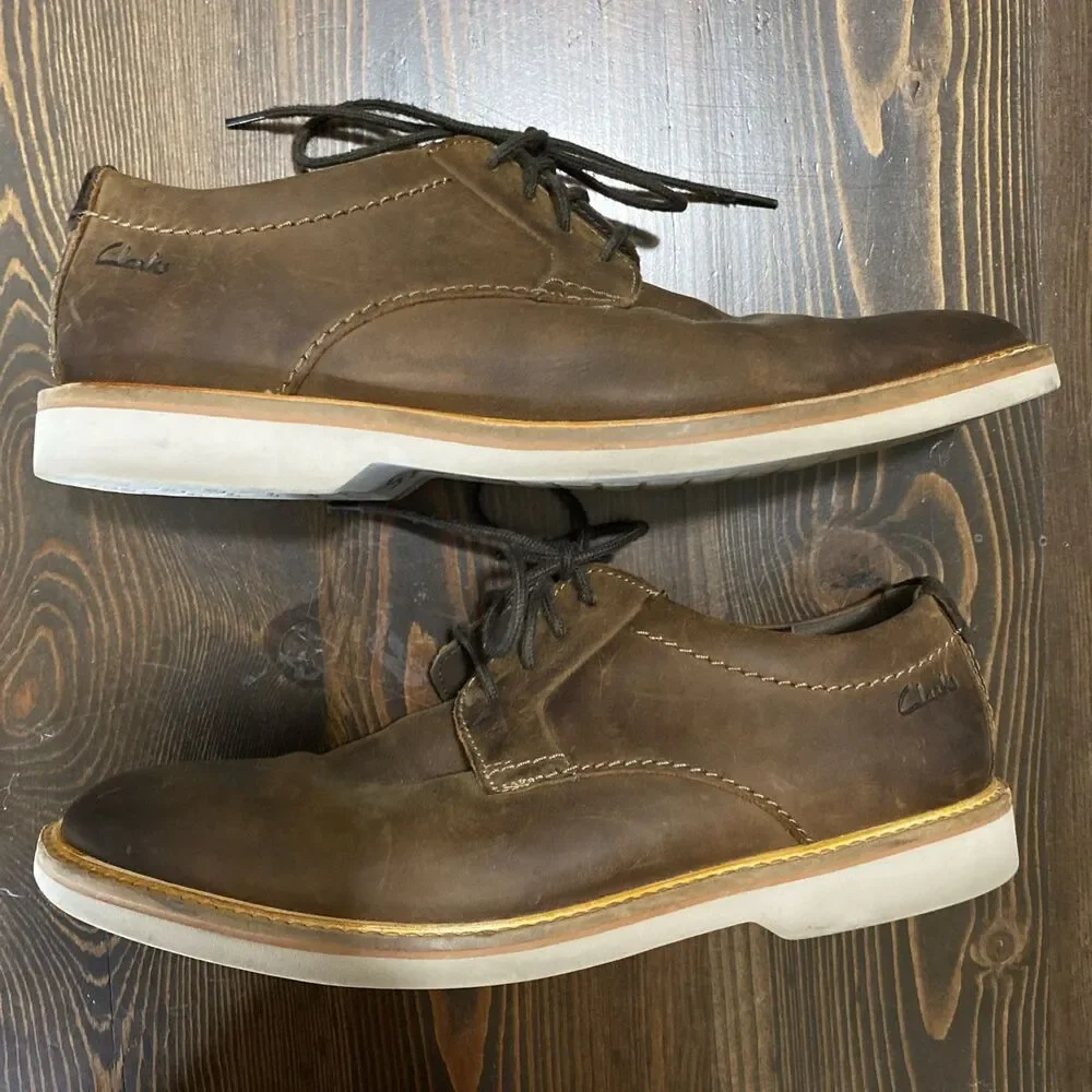 Clarks Brown Leather Lace-Up Derby Shoes Mens 7 Business Casual Career